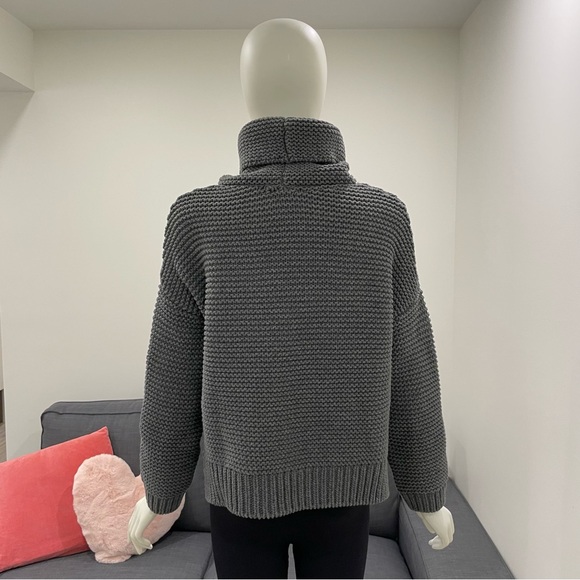 ZARA KNIT Slate Grey Chunky Knit Turtleneck Sweater Size Small Relaxed Fit - Picture 5 of 14